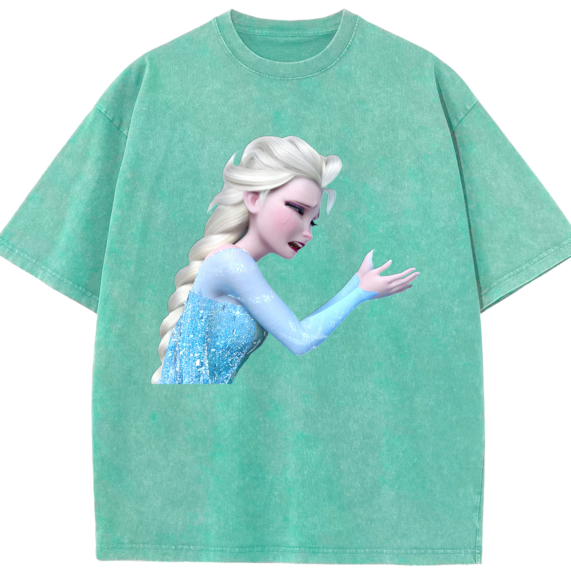 （画像用） アナと雪の女王 アンナ エルサ Frozen Anna Elsa 綿100% ヴィンテージ風 半袖Tシャツ（フロントプリント）